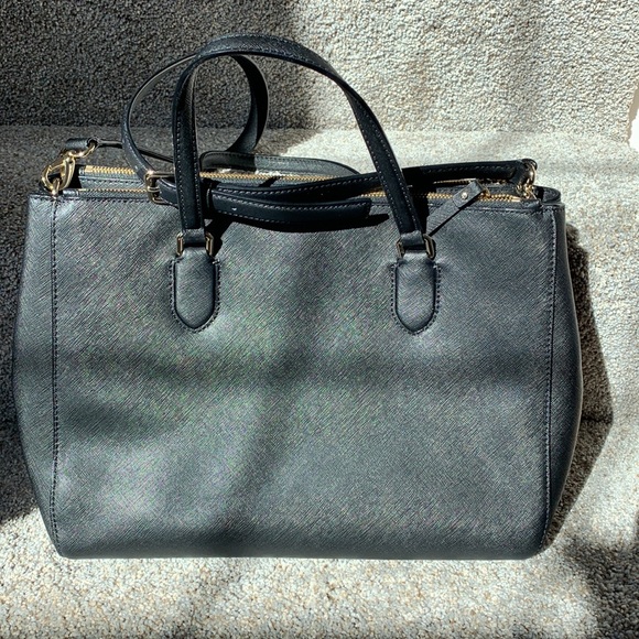 Nearly New Large Black Leather Kate Spade Crossbody Satchel - Picture 5 of 8